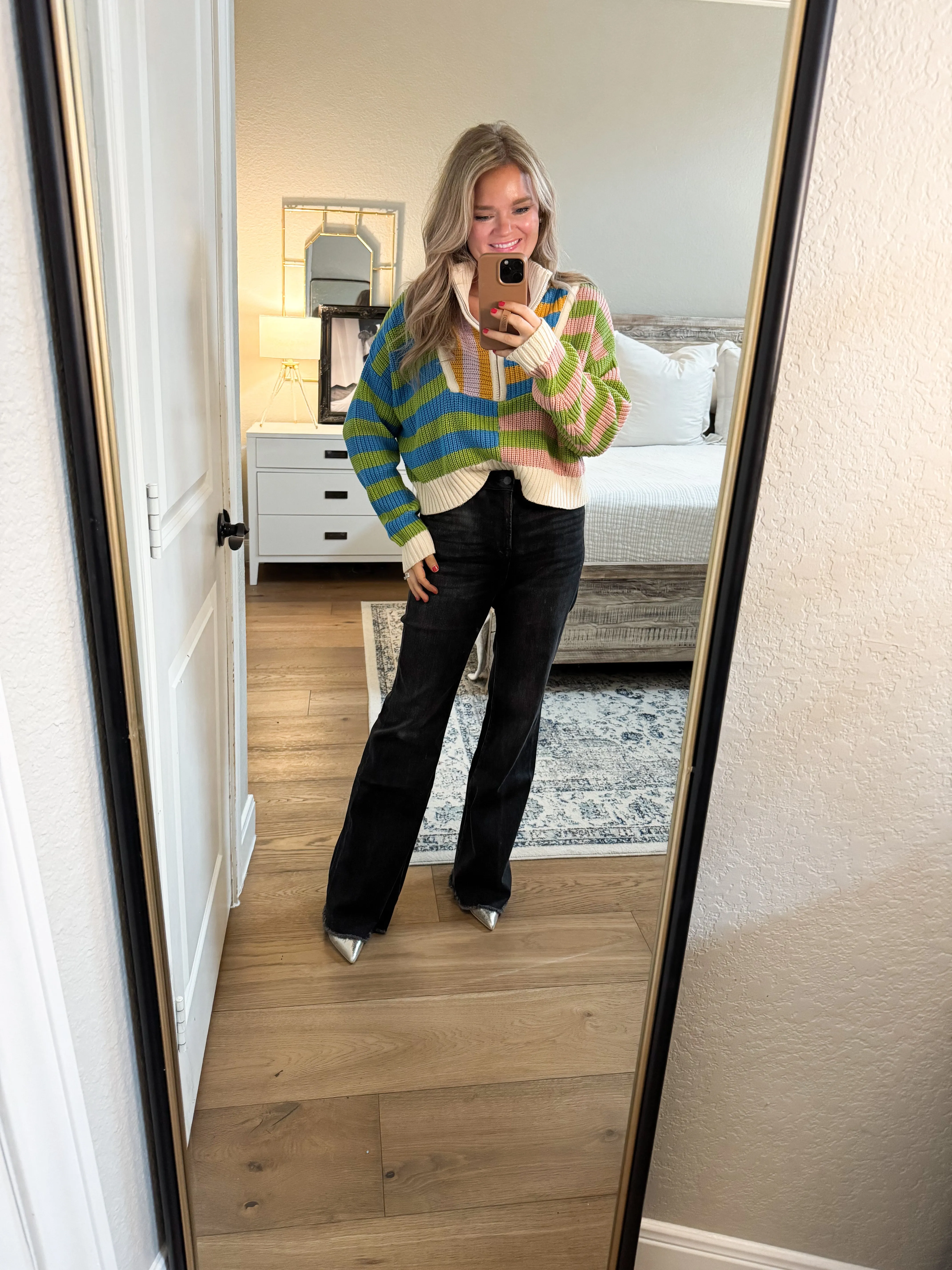 Bright Striped Half Zip