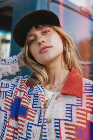 Brixton Trail Terry ClothTrucker Jacket ELECTRONIC INDIGO PATTERN