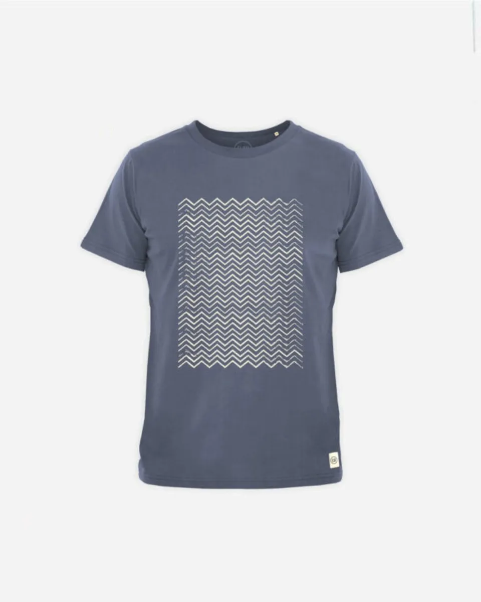 BROKEN WAVES BRUSHED MEN'S TEE - NAVY