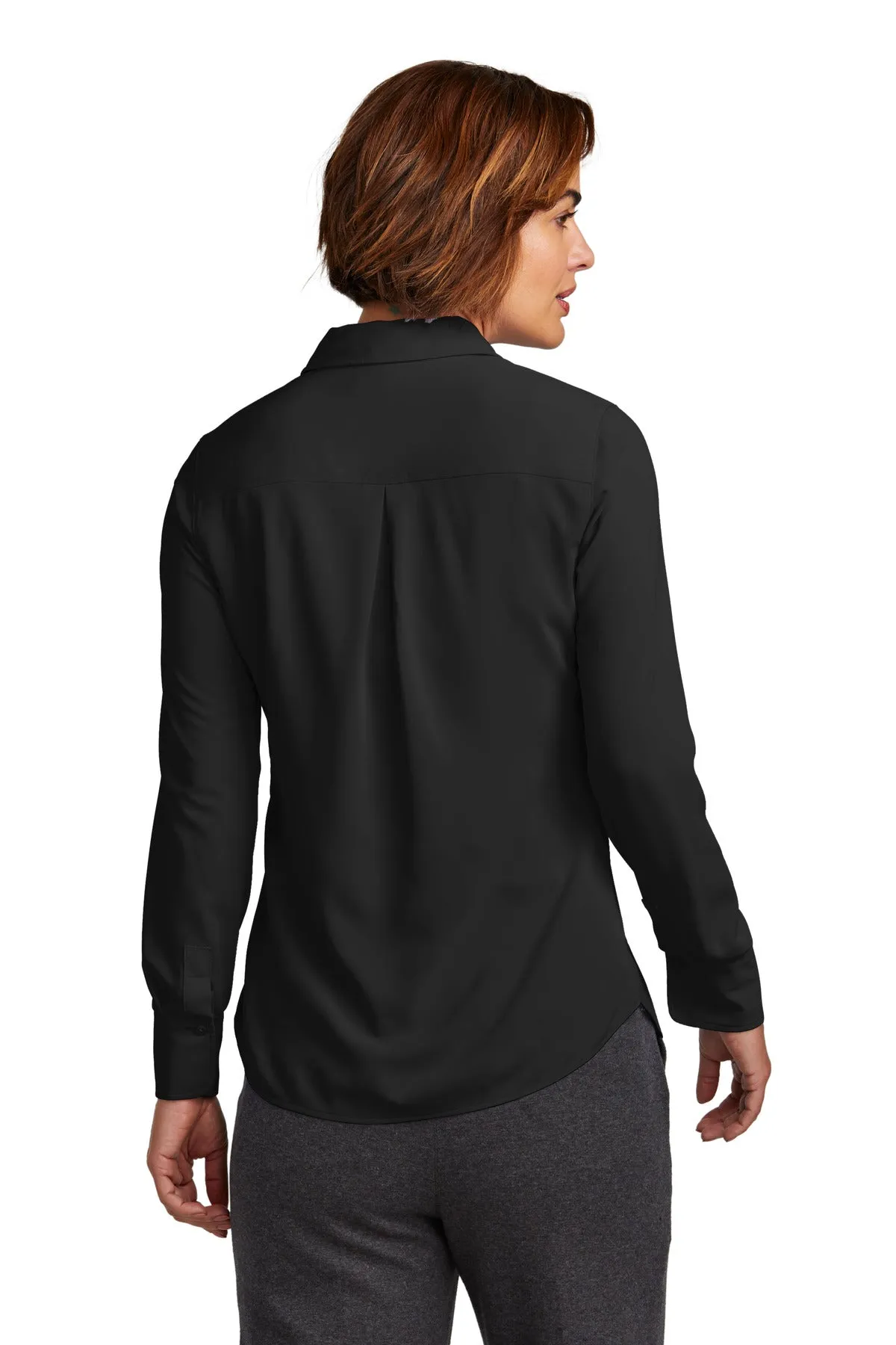 Brooks Brothers Women's Full-Button Satin Blouse BB18007 Deep Black