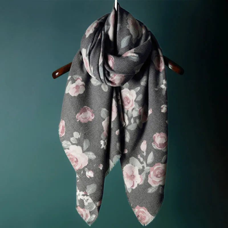 Buddha Stones Tibetan Shawl Garden Rose Fall Winter Cozy Travel Scarf Wrap