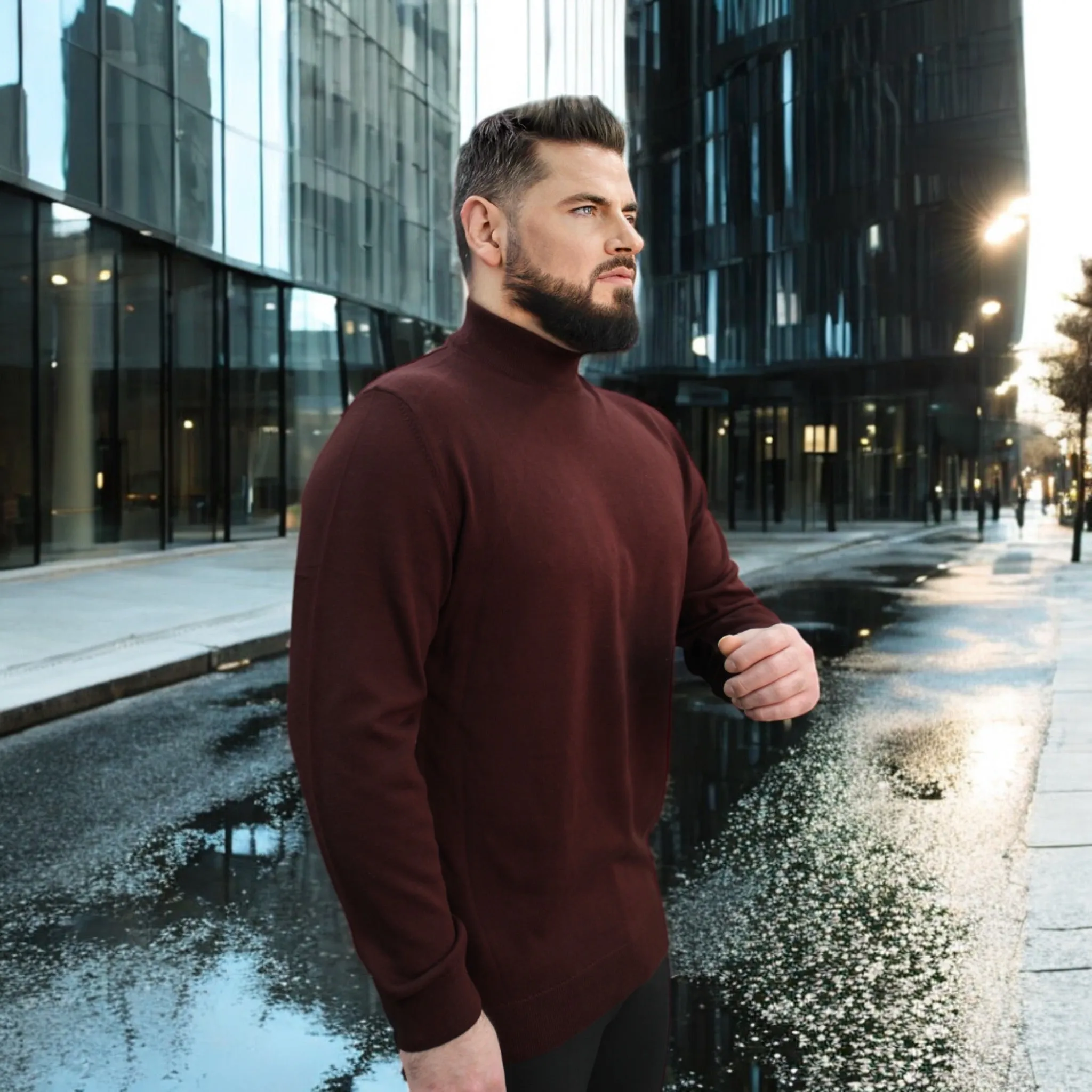 Burgundy Wool Mock Neck,  Essential  Sweater