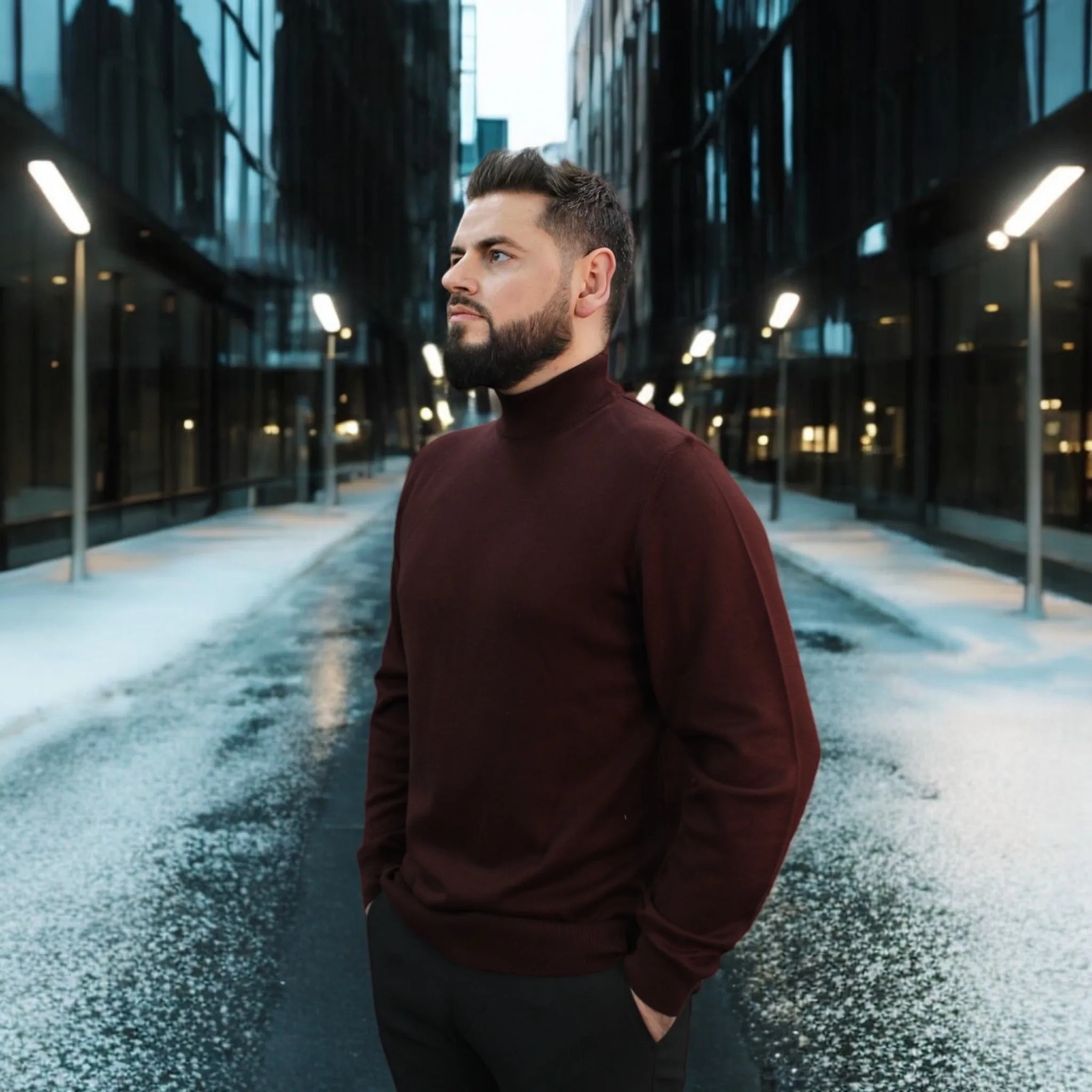 Burgundy Wool Mock Neck,  Essential  Sweater