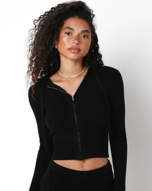 Cable Cropped Hoodie