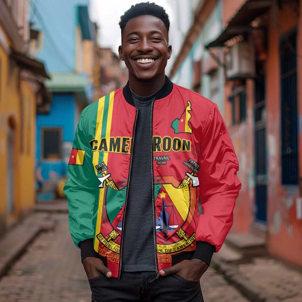 Cameroon Happy Unity Day Cameroun Coat Of Arms Bomber Jacket LT14