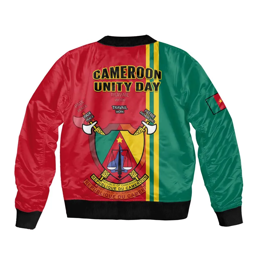 Cameroon Happy Unity Day Cameroun Coat Of Arms Bomber Jacket LT14