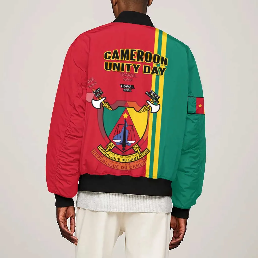 Cameroon Happy Unity Day Cameroun Coat Of Arms Bomber Jacket LT14
