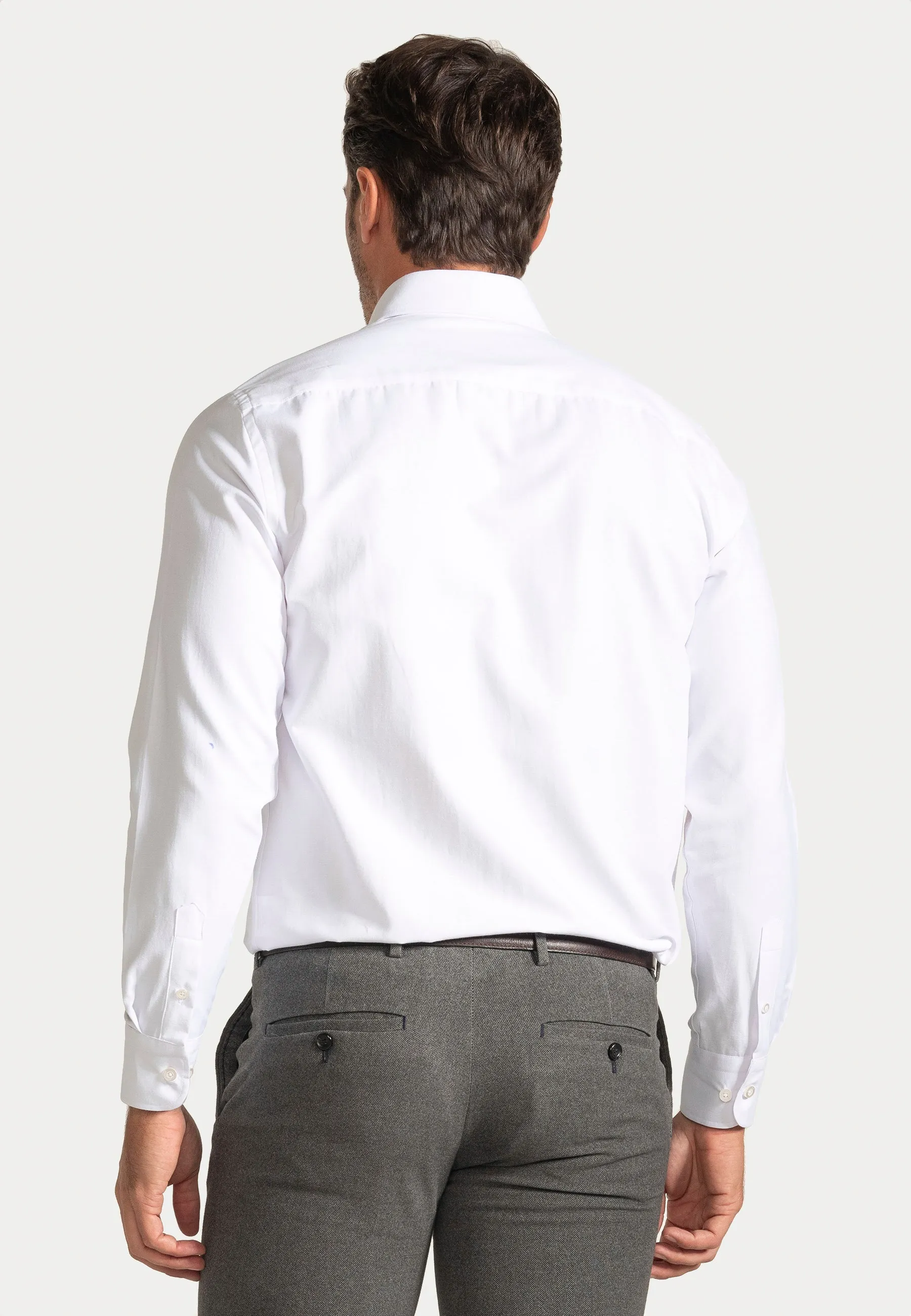 Camisa Oxford Liso Blanco Slim