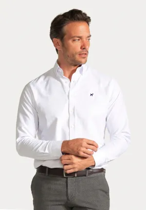 Camisa Oxford Liso Blanco Slim