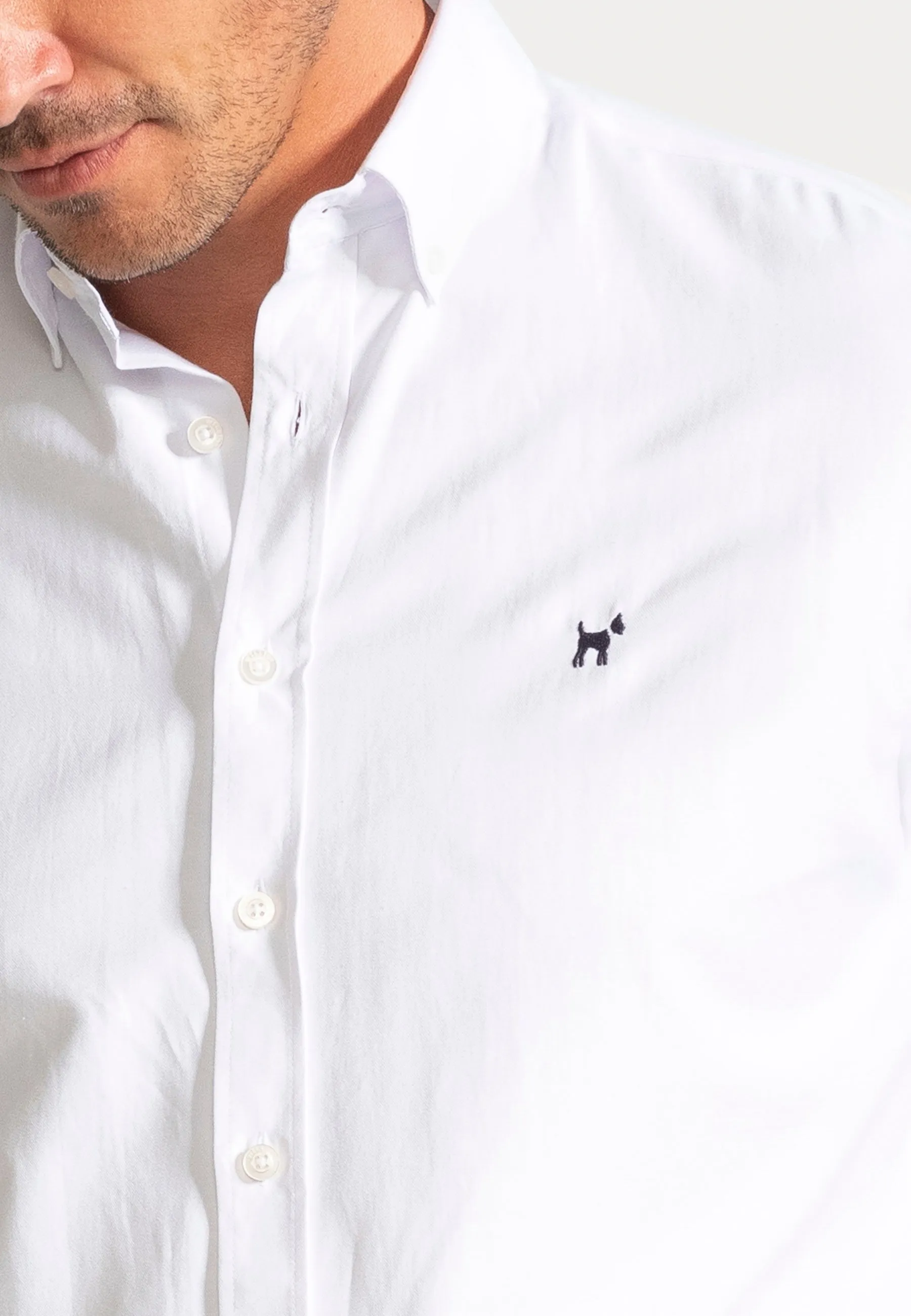 Camisa Oxford Liso Blanco Slim
