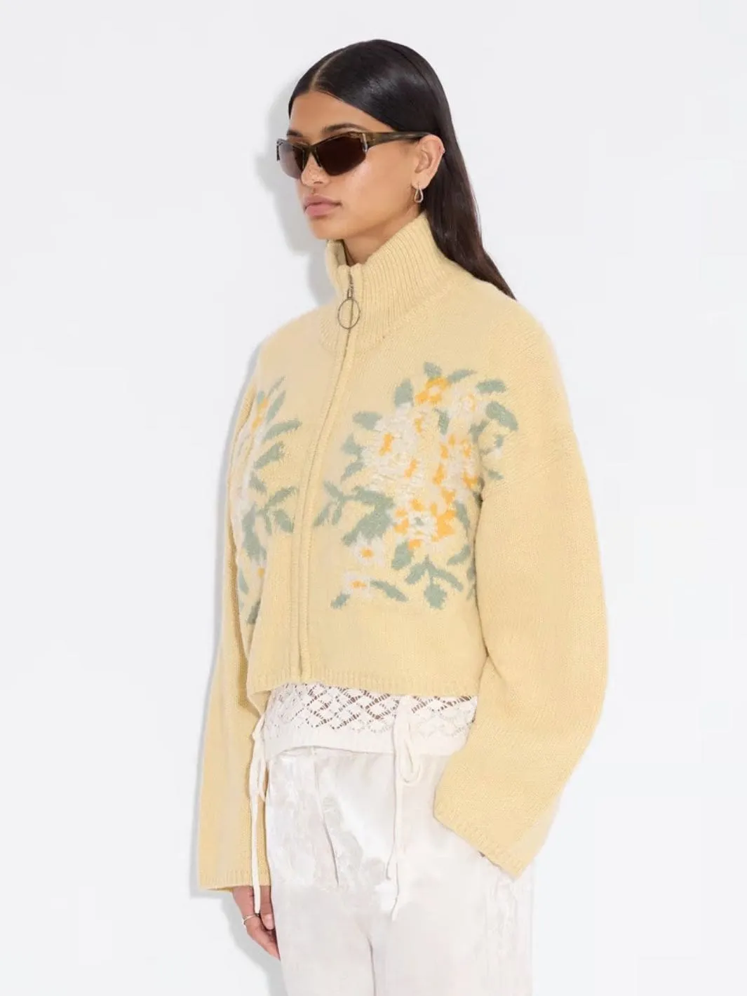 Cardigan | Tine Cropped Cardigan Yellow