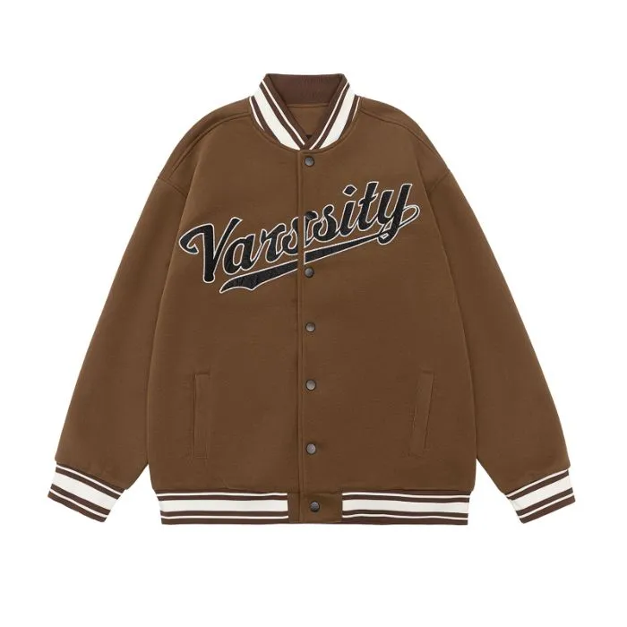 Casual and Versatile Men's Varsity Jacket with Elastic Hem