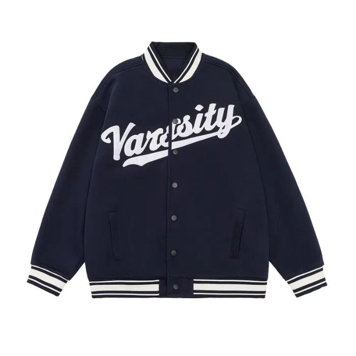 Casual and Versatile Men's Varsity Jacket with Elastic Hem