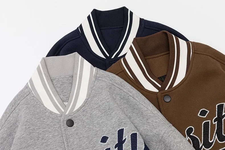 Casual and Versatile Men's Varsity Jacket with Elastic Hem