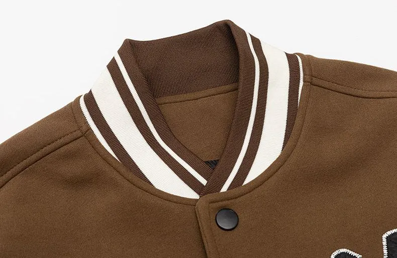 Casual and Versatile Men's Varsity Jacket with Elastic Hem