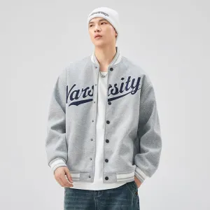 Casual and Versatile Men's Varsity Jacket with Elastic Hem