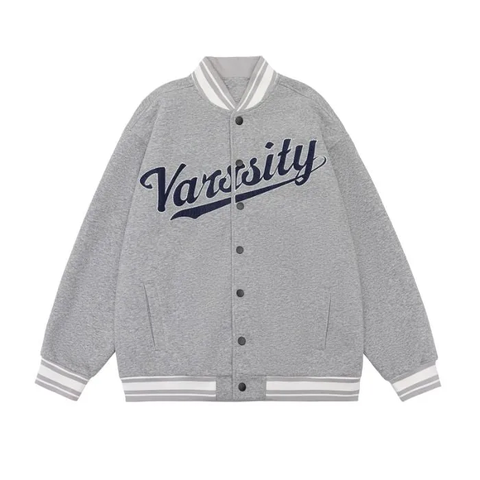 Casual and Versatile Men's Varsity Jacket with Elastic Hem