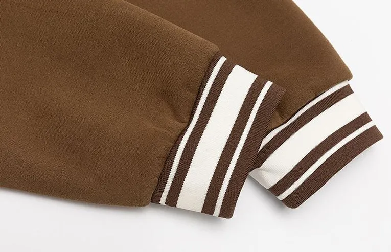 Casual and Versatile Men's Varsity Jacket with Elastic Hem
