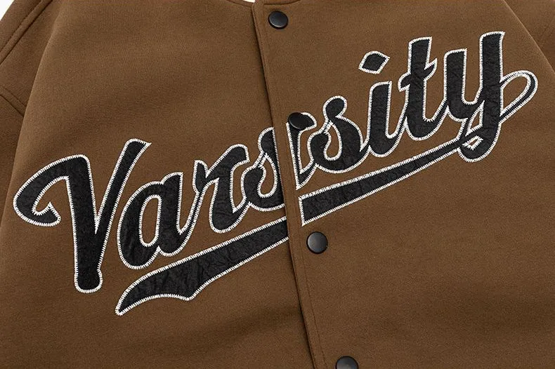 Casual and Versatile Men's Varsity Jacket with Elastic Hem