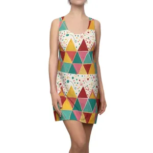 Chic Aop Racerback Dress with Vibrant Geometric Pattern
