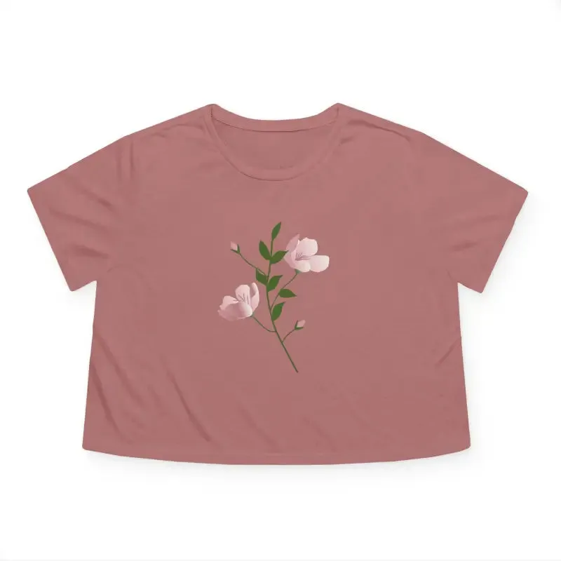 Chic Flowy Cropped Tee with Pink Flower Vibes