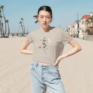 Chic Flowy Cropped Tee with Pink Flower Vibes