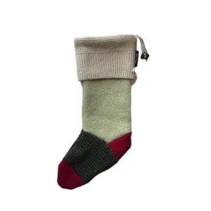 Christmas Stocking - Cream & Green - 036