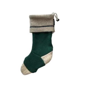 Christmas Stocking - Green & Cream - 038