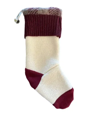 Christmas Stocking - Maroon & Cream - 062