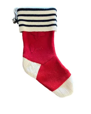 Christmas Stocking - Red & Cream with Stripes - 063