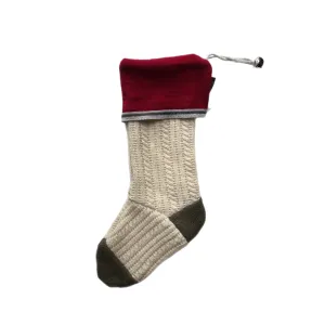 Christmas Stocking - Red, Green & Cream - 047