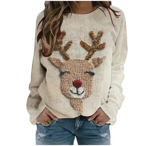 Christmas Sweatshirt for Women 2024 Trendy Christmas Printed Sweater Casual Crewnenck Sweatshirts Funnny Holiday Pullover Tops Ugly Cute Xmas Pullover Sweater Fall Jumpers Outfits