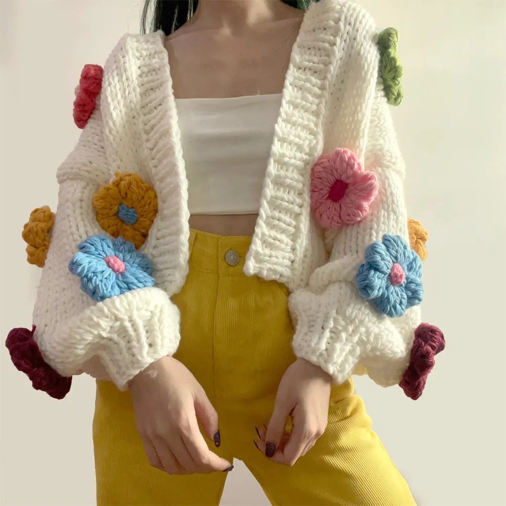 Chunky Daisy Cropped Cardigan