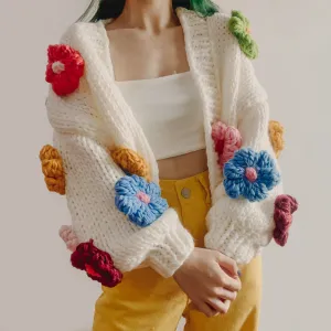 Chunky Daisy Cropped Cardigan