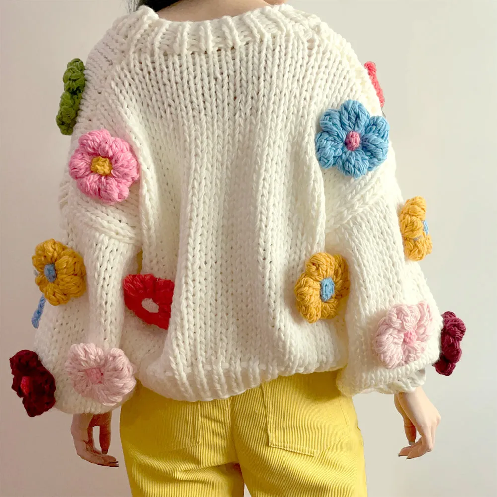 Chunky Daisy Cropped Cardigan