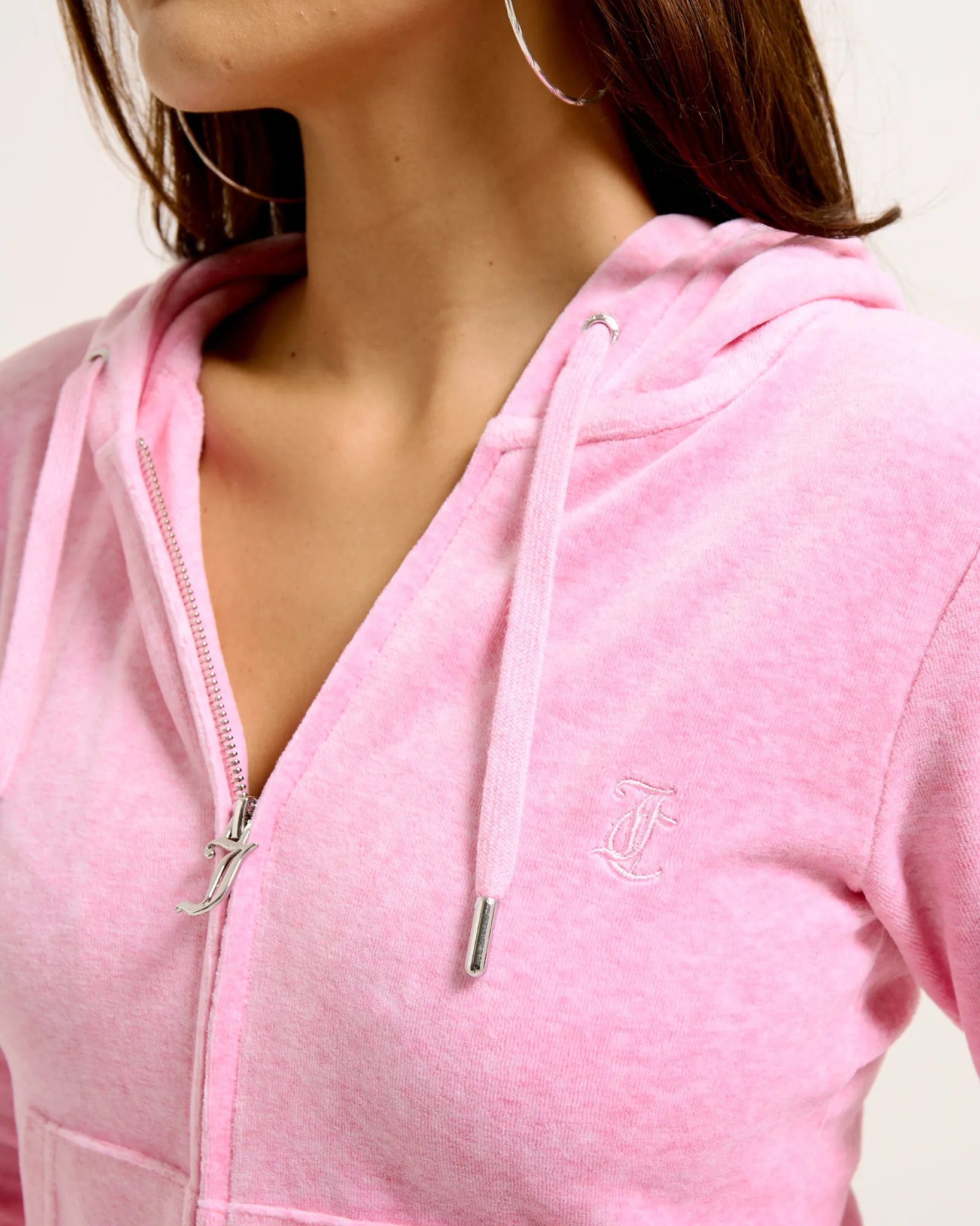 Classic Velour Robertson Zip Hoodie Pink Marl