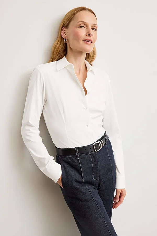 Clemens Flex Shirt - Knit Poplin :: White