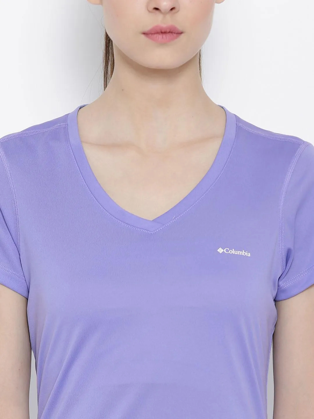 Columbia Women Purple Tech Trekshort Sleeve T-Shirt