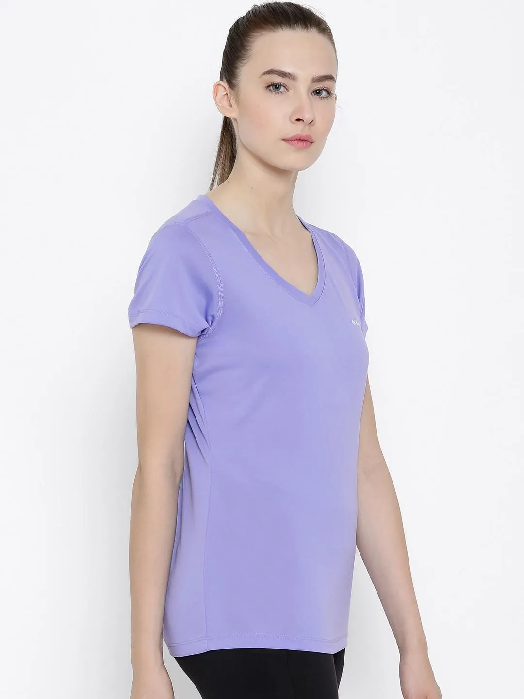 Columbia Women Purple Tech Trekshort Sleeve T-Shirt