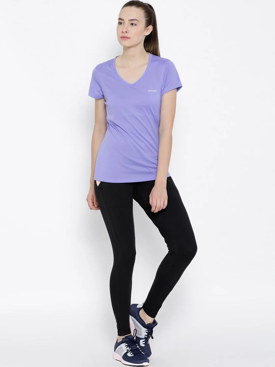 Columbia Women Purple Tech Trekshort Sleeve T-Shirt