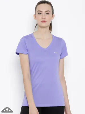 Columbia Women Purple Tech Trekshort Sleeve T-Shirt