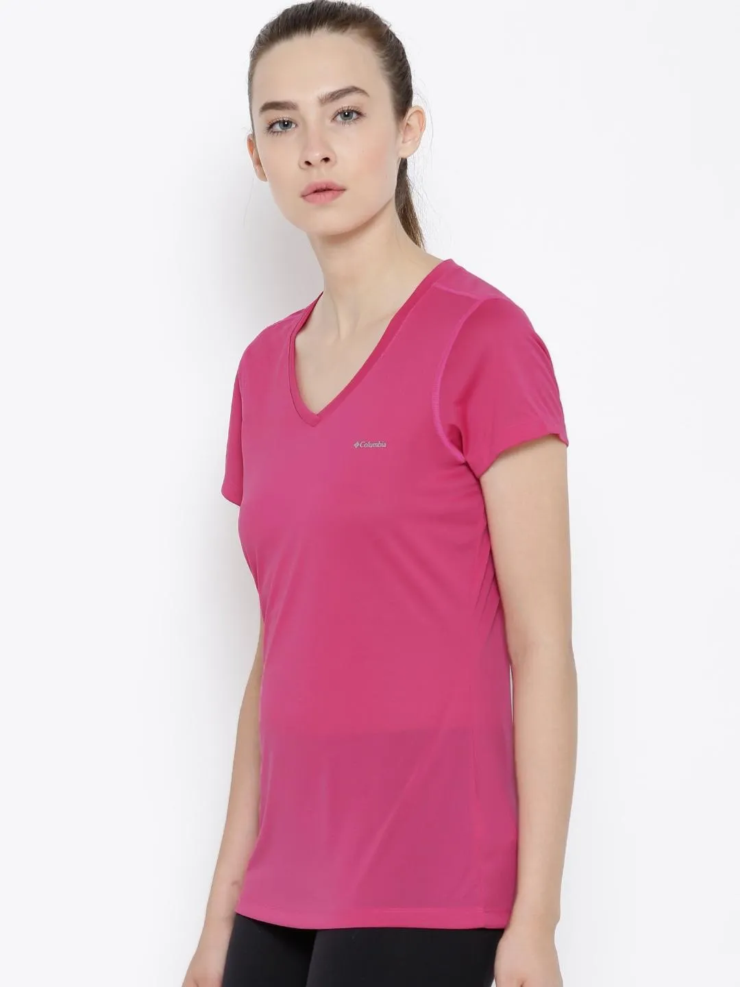 Columbia Women Red Tech Trekshort Sleeve T-Shirt
