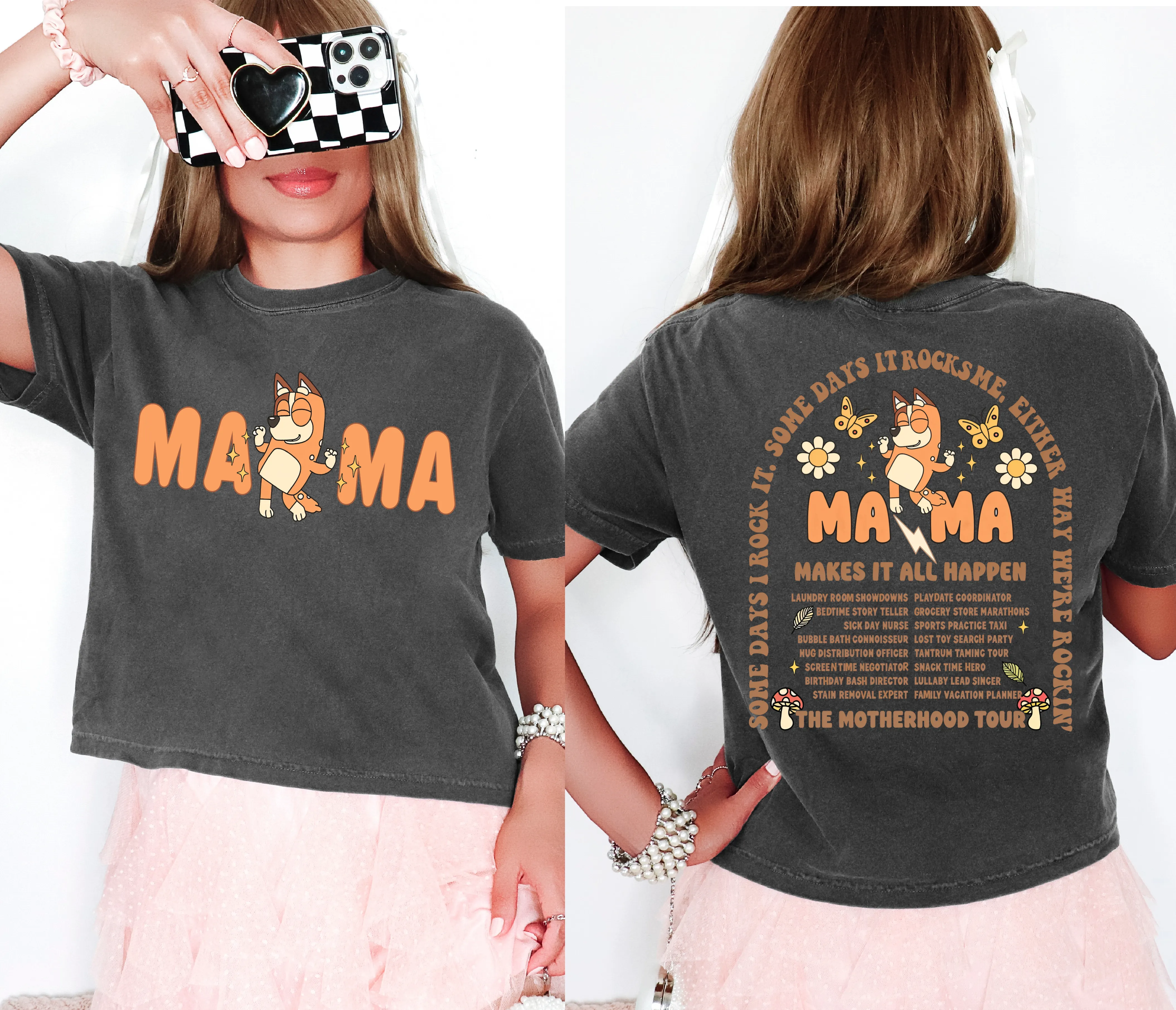 Comfort Colors Cropped Bluey Mom World Tour Tee