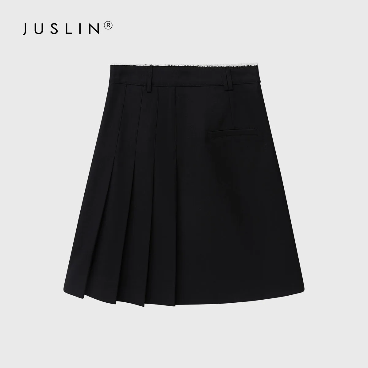 Contrast Color Asymmetric Pleated Skirt