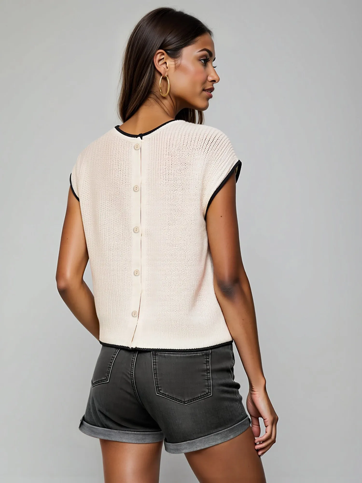 Contrast Trim Sweater Tee