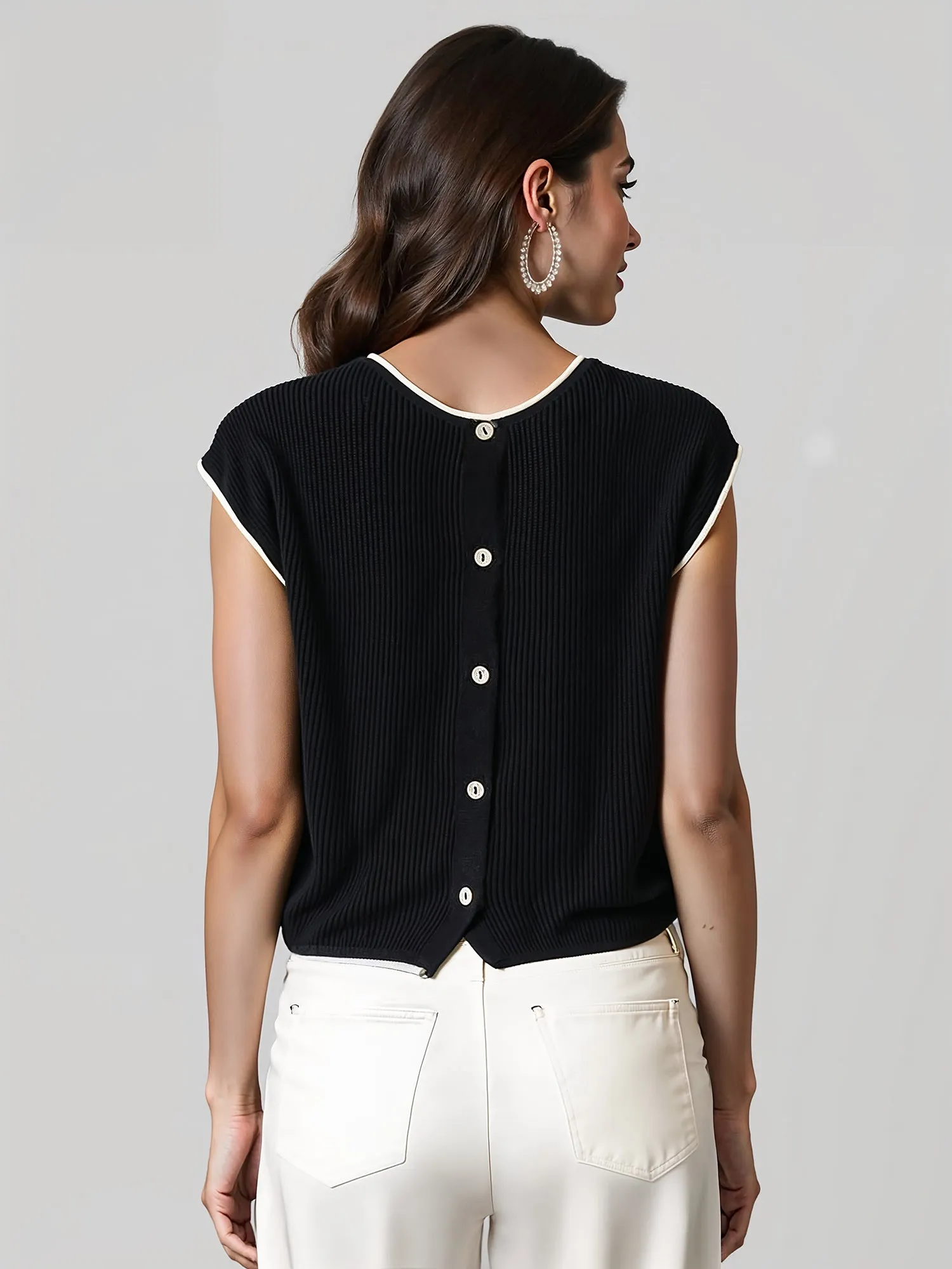 Contrast Trim Sweater Tee