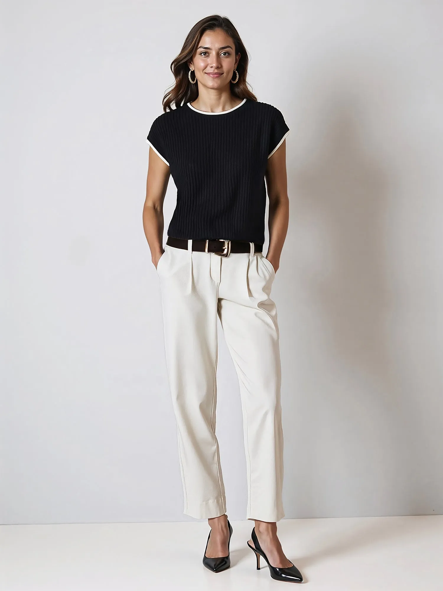 Contrast Trim Sweater Tee