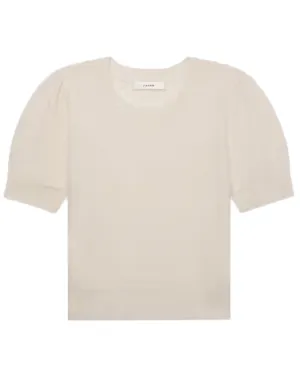 Cream Pointelle Puff Sleeve Sweater