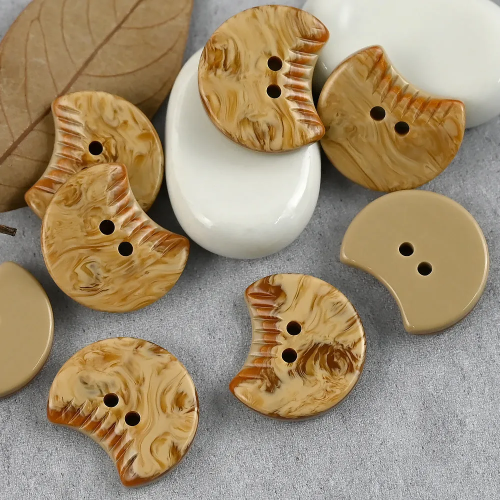 Crescent Shaped Resin Buttons Little Devil Emoji 2 Hole for Sweater Coat 30pcs