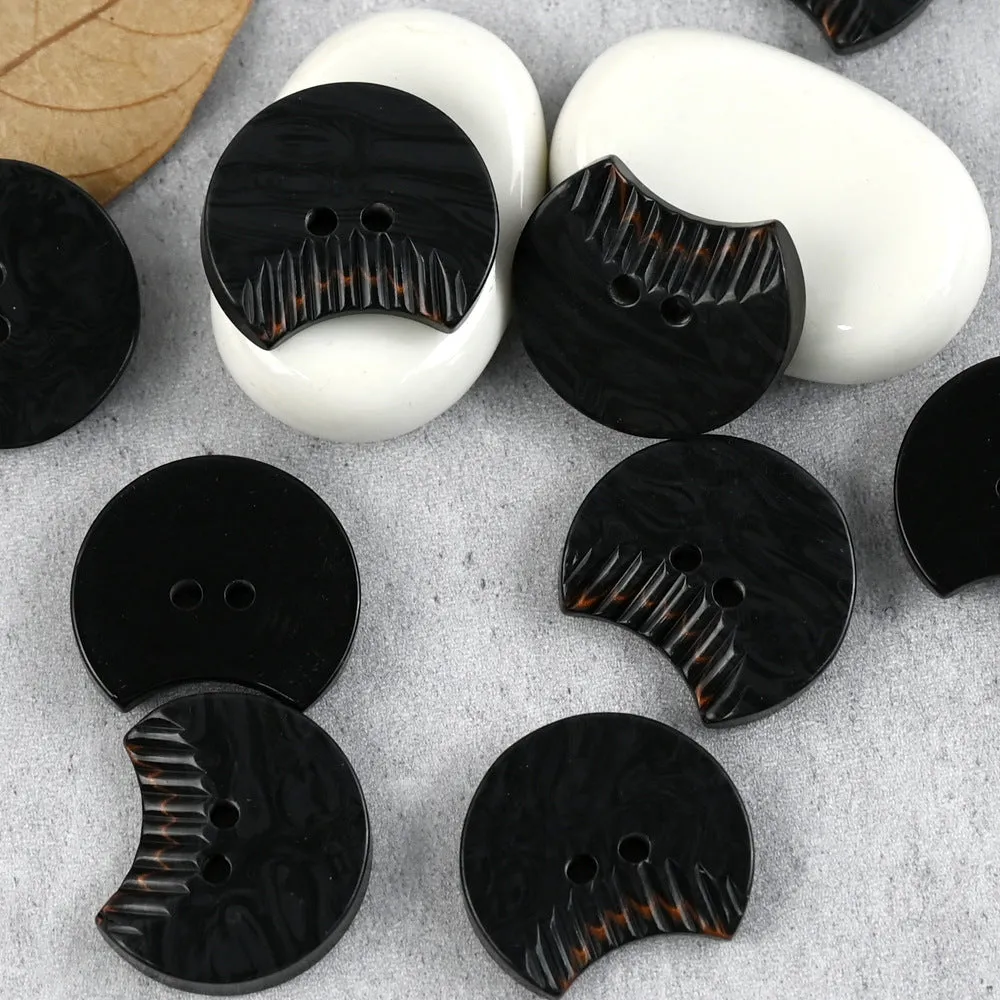 Crescent Shaped Resin Buttons Little Devil Emoji 2 Hole for Sweater Coat 30pcs